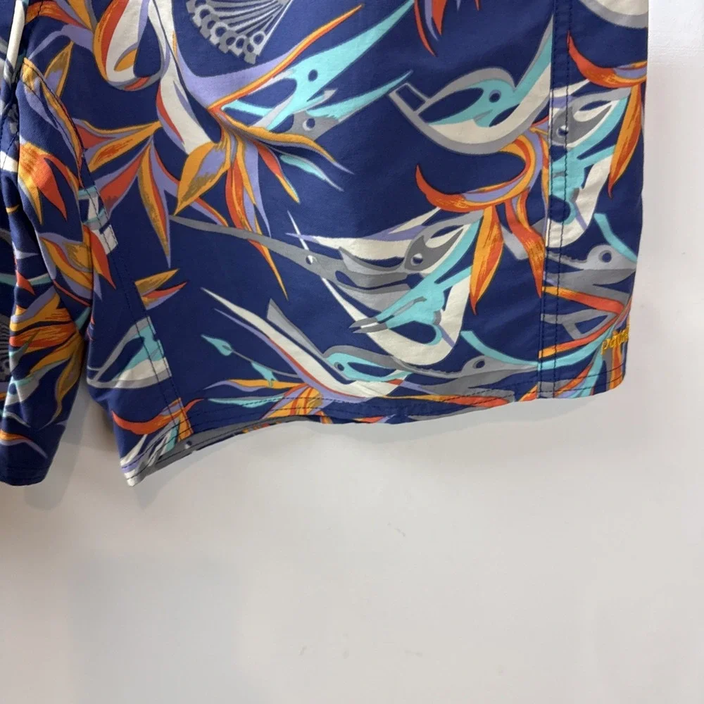 Patagonia Floral Birds Purple Swim Trunks Nylon Unlined Men's 31 8